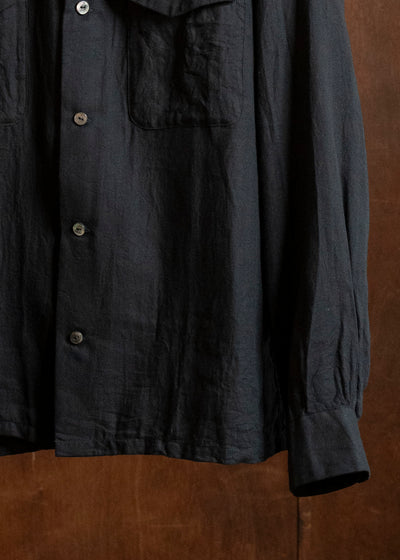 Taiga Takahashi Lot.101-Black Open Collar Shirt Black