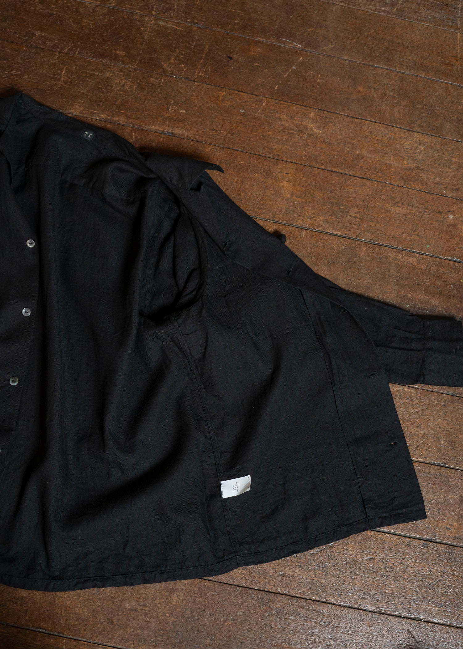 Taiga Takahashi Lot.101-Black Open Collar Shirt Black