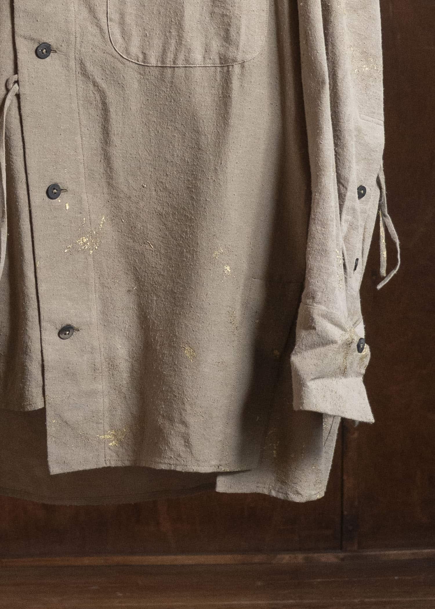 ZIGGY CHEN 0M2610728 GOLD LEAF ASYMMETRIC SHIRT 81