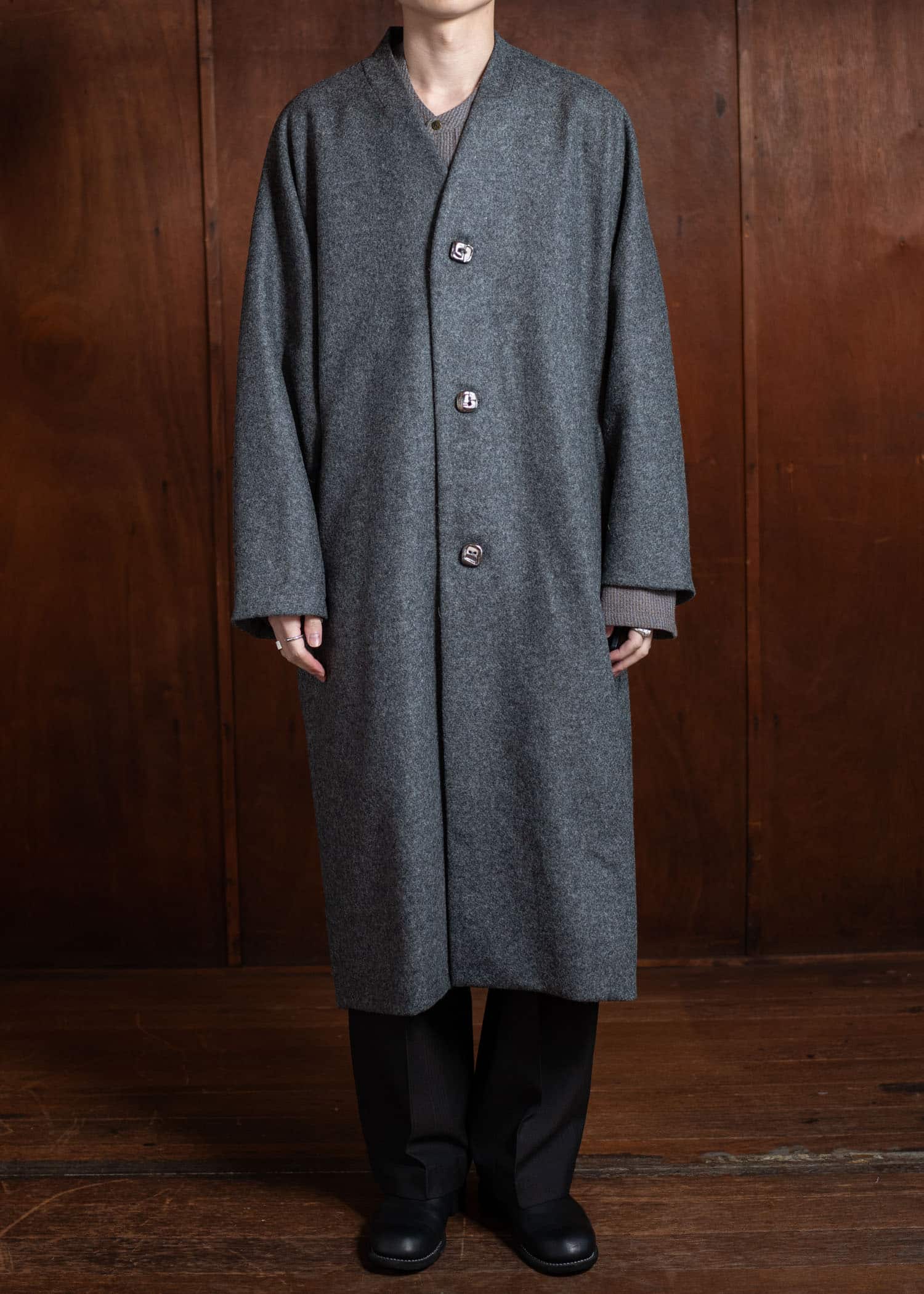 amachi. Covered Coat [ × Elise Gettliffe ] Mix Gray AY15-3