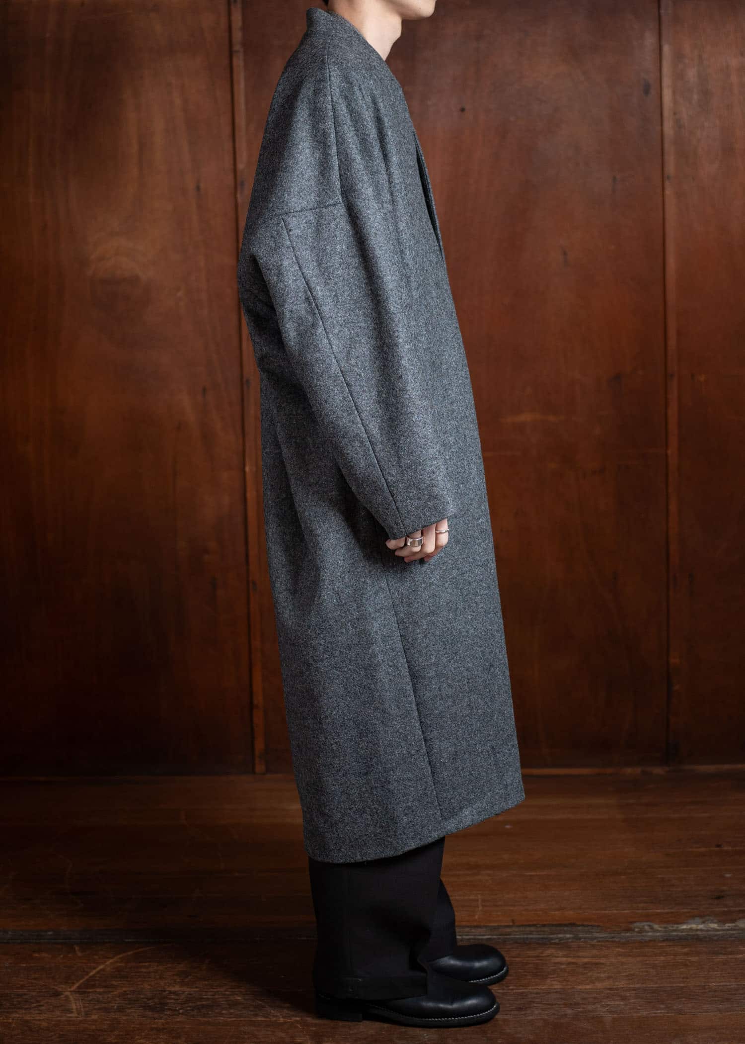 amachi. Covered Coat [ × Elise Gettliffe ] Mix Gray AY15-3