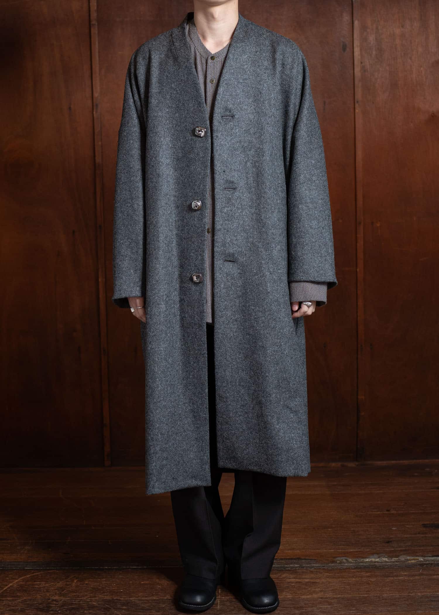 amachi. Covered Coat [ × Elise Gettliffe ] Mix Gray AY15-3