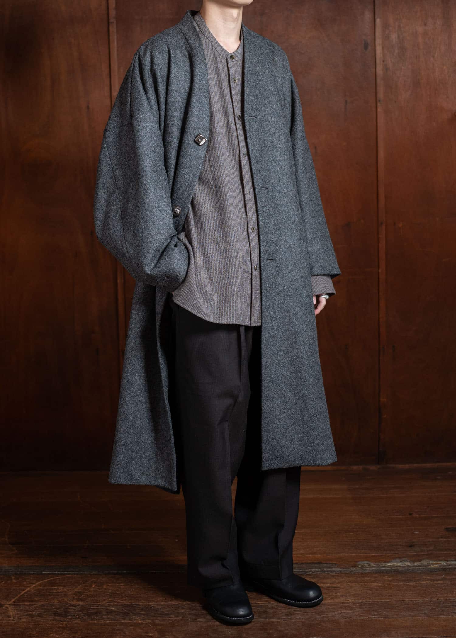 amachi. Covered Coat [ × Elise Gettliffe ] Mix Gray AY15-3