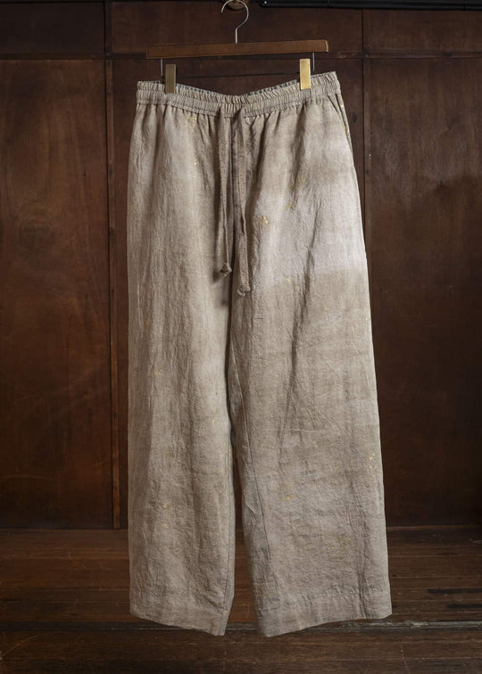 ZIGGY CHEN 0W2610506 GOLD LEAF DRAWSTRING TROUSERS 81