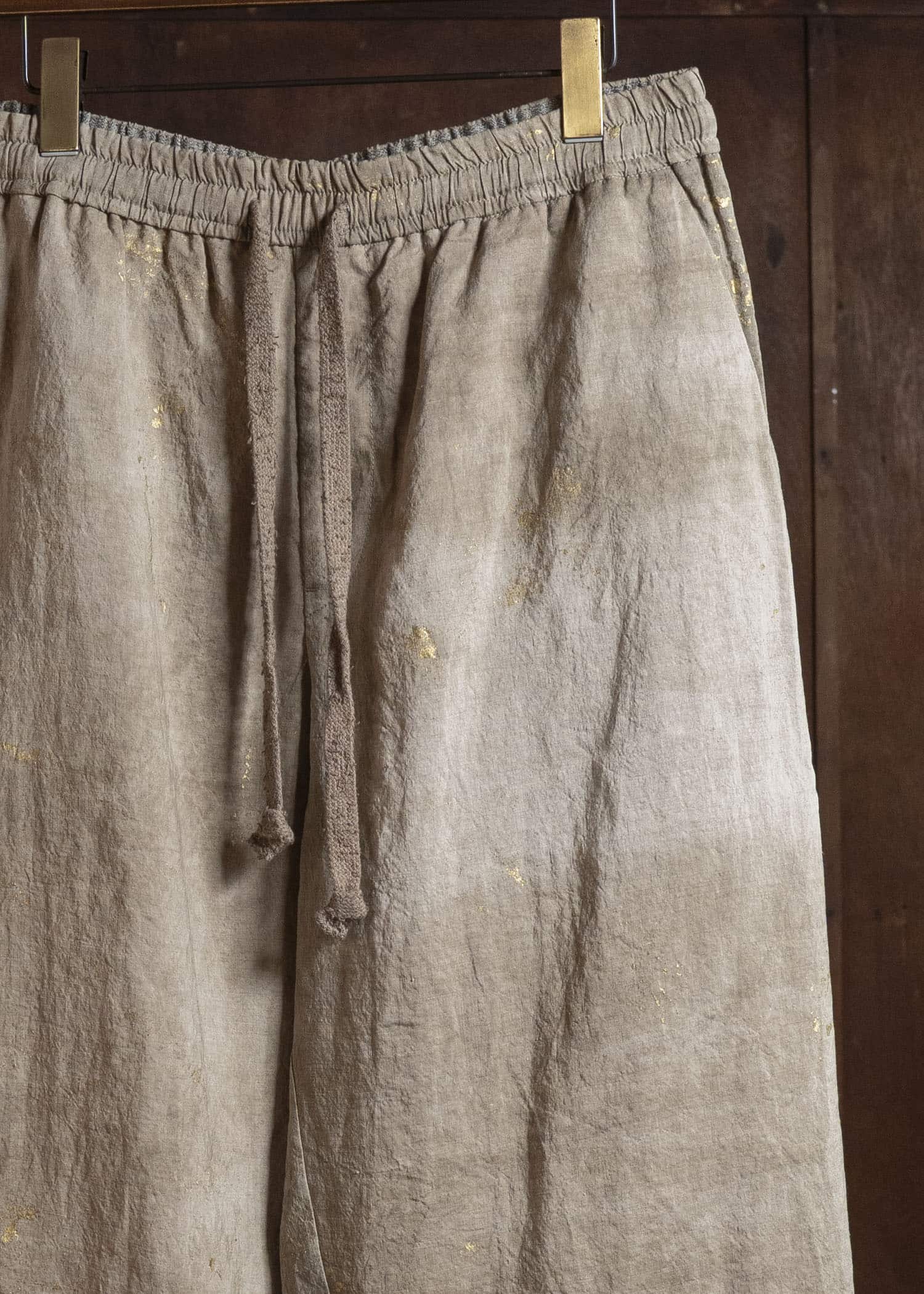 ZIGGY CHEN 0W2610506 GOLD LEAF DRAWSTRING TROUSERS 81