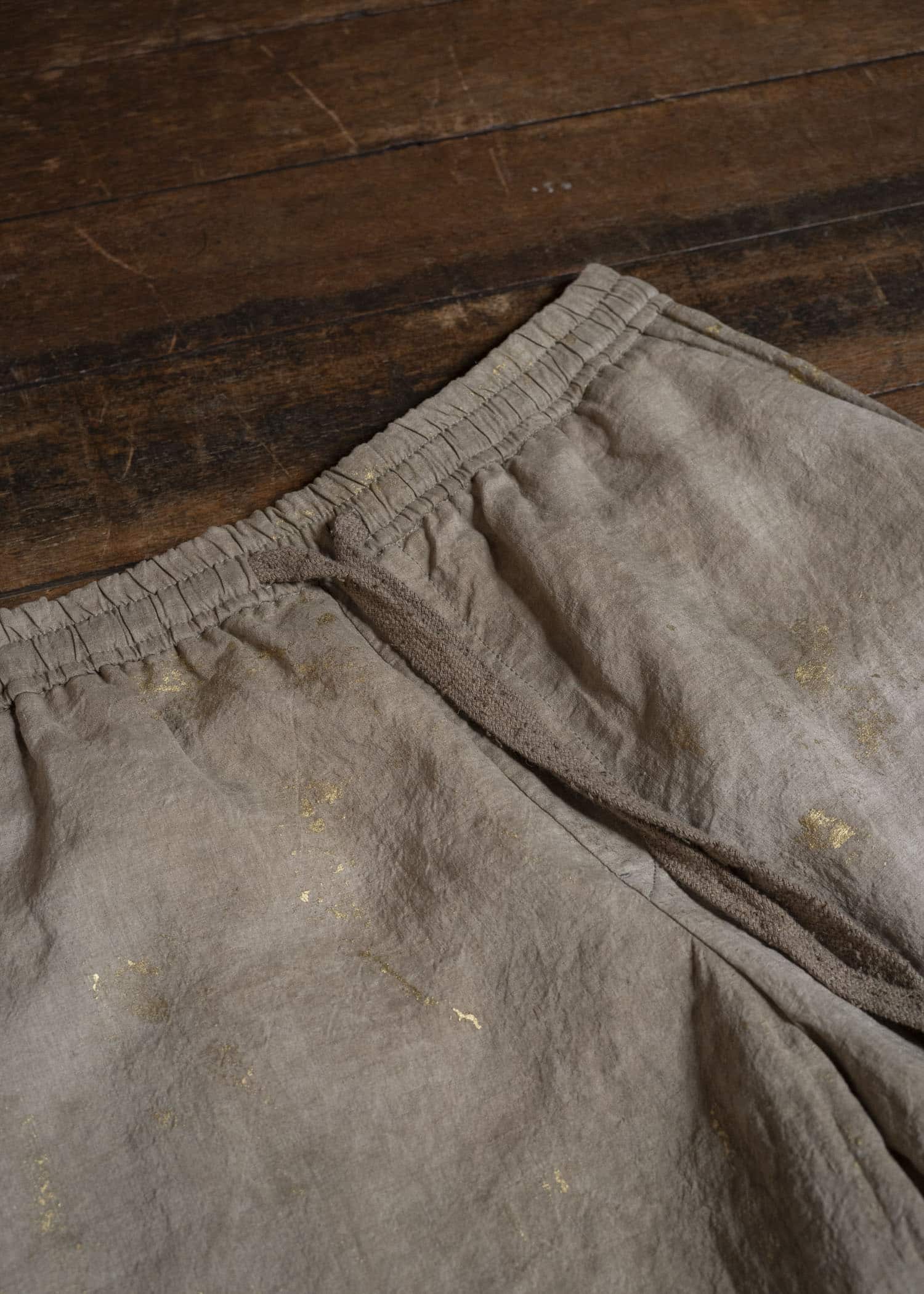 ZIGGY CHEN 0W2610506 GOLD LEAF DRAWSTRING TROUSERS 81