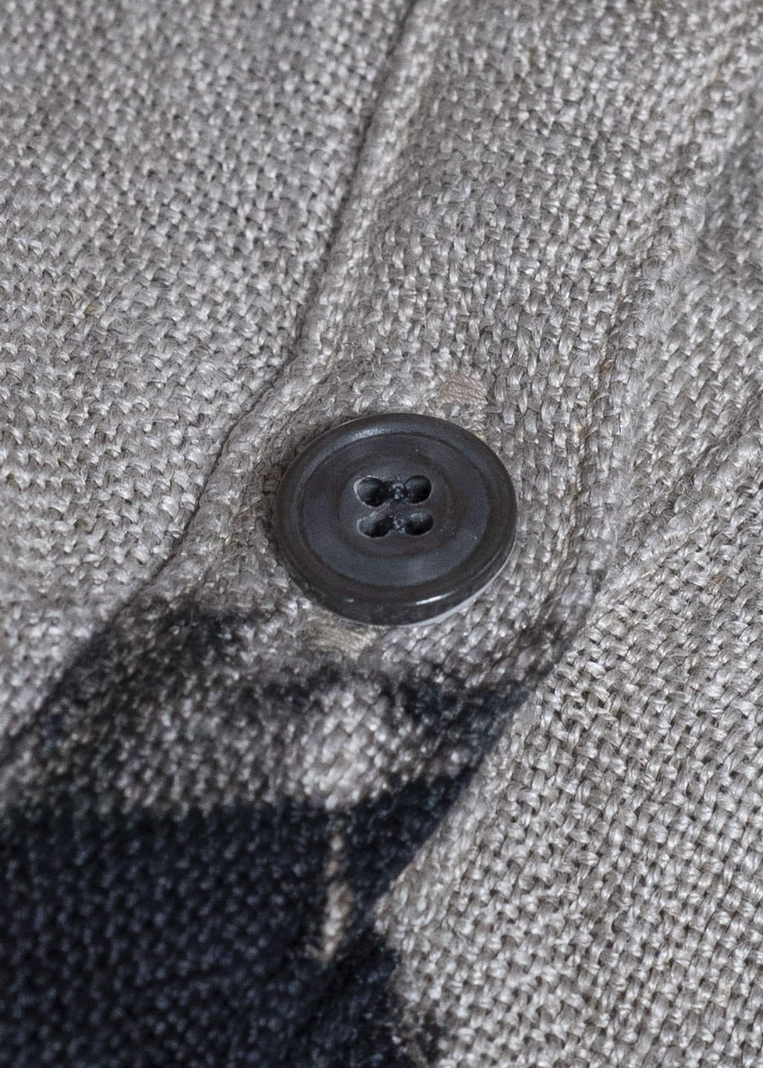 SUZUSAN 4070L-010 Linen Long Sleeve Collarless Blouse 1008 Black - Grége