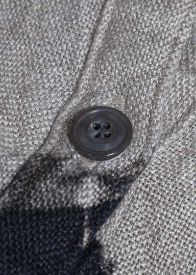 SUZUSAN 4070L-010 Linen Long Sleeve Collarless Blouse 1008 Black - Grége