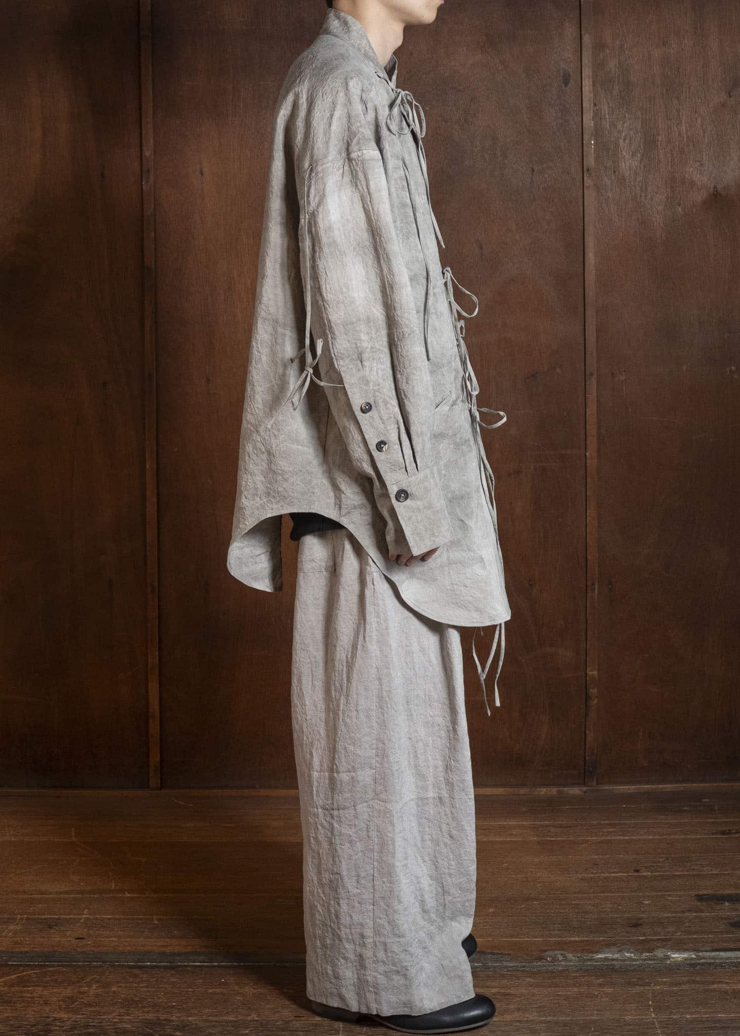 ZIGGY CHEN 0M2610731 MANDARIN COLLAR STRING SHIRT 02