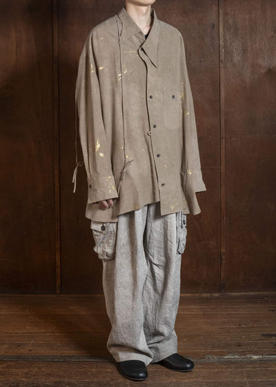 ZIGGY CHEN 0M2610728 GOLD LEAF ASYMMETRIC SHIRT 81