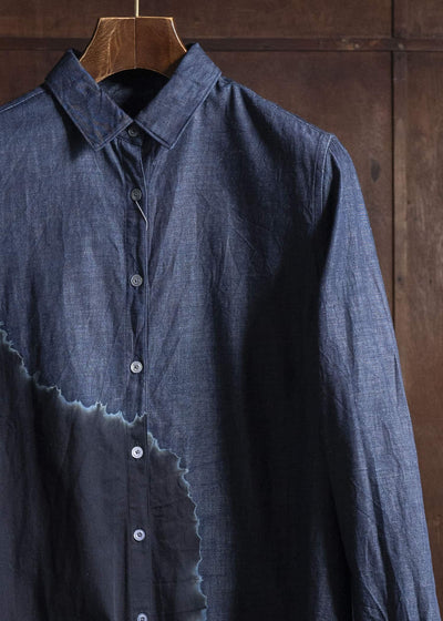 SUZUSAN 7055C-337 Pima Cotton Denim Front Button Dress 1098 Black - Indigo