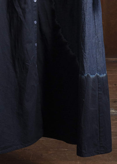 SUZUSAN 7055C-337 Pima Cotton Denim Front Button Dress 1098 Black - Indigo