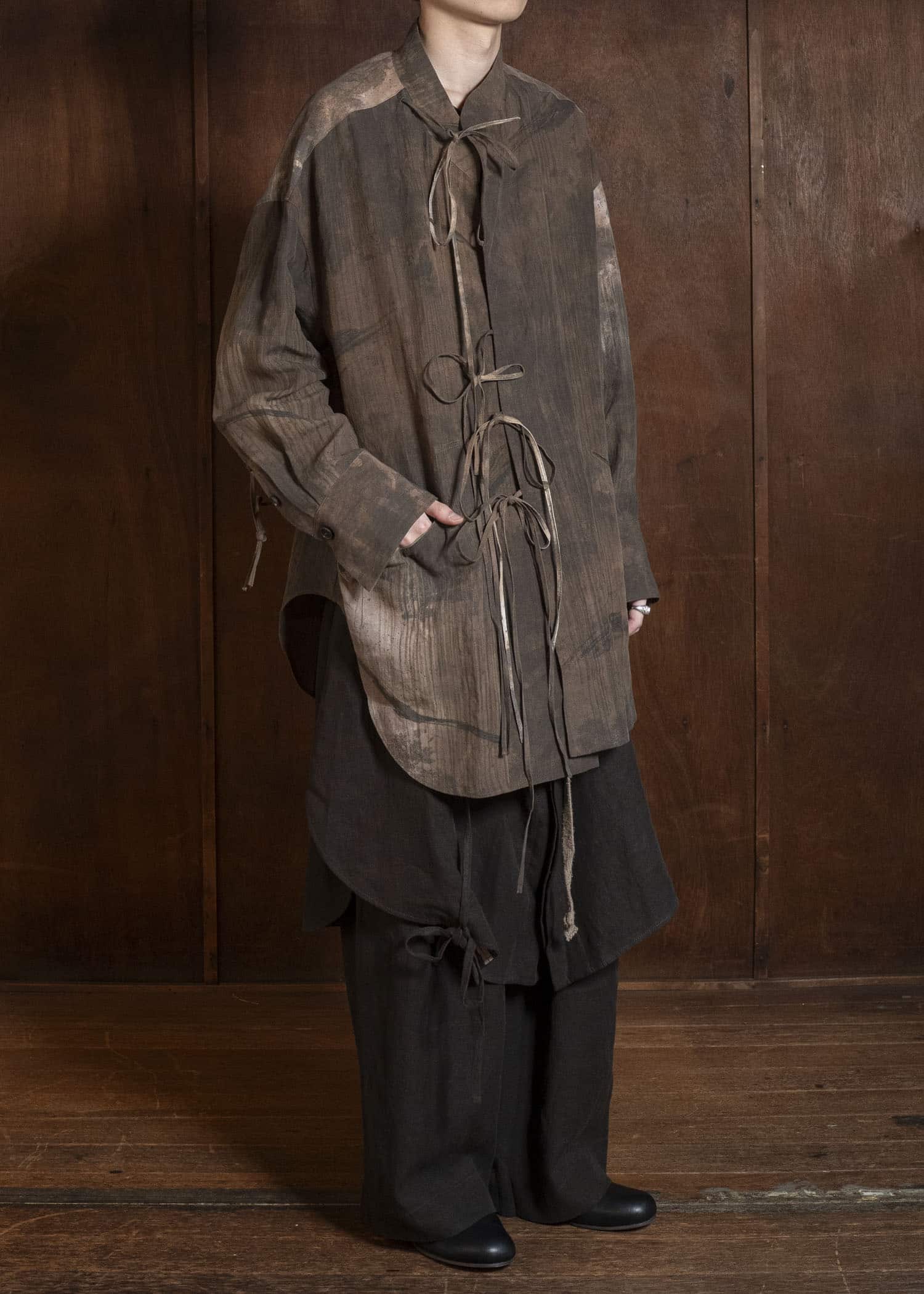 ZIGGY CHEN 0M2610748 MANDARIN COLLAR STRING SHIRT 82