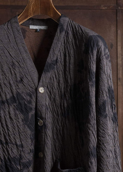 SUZUSAN 2076WC-010 Dual Layered Wool Cotton Jersey Cardigan 1069 Black-Raw Umber