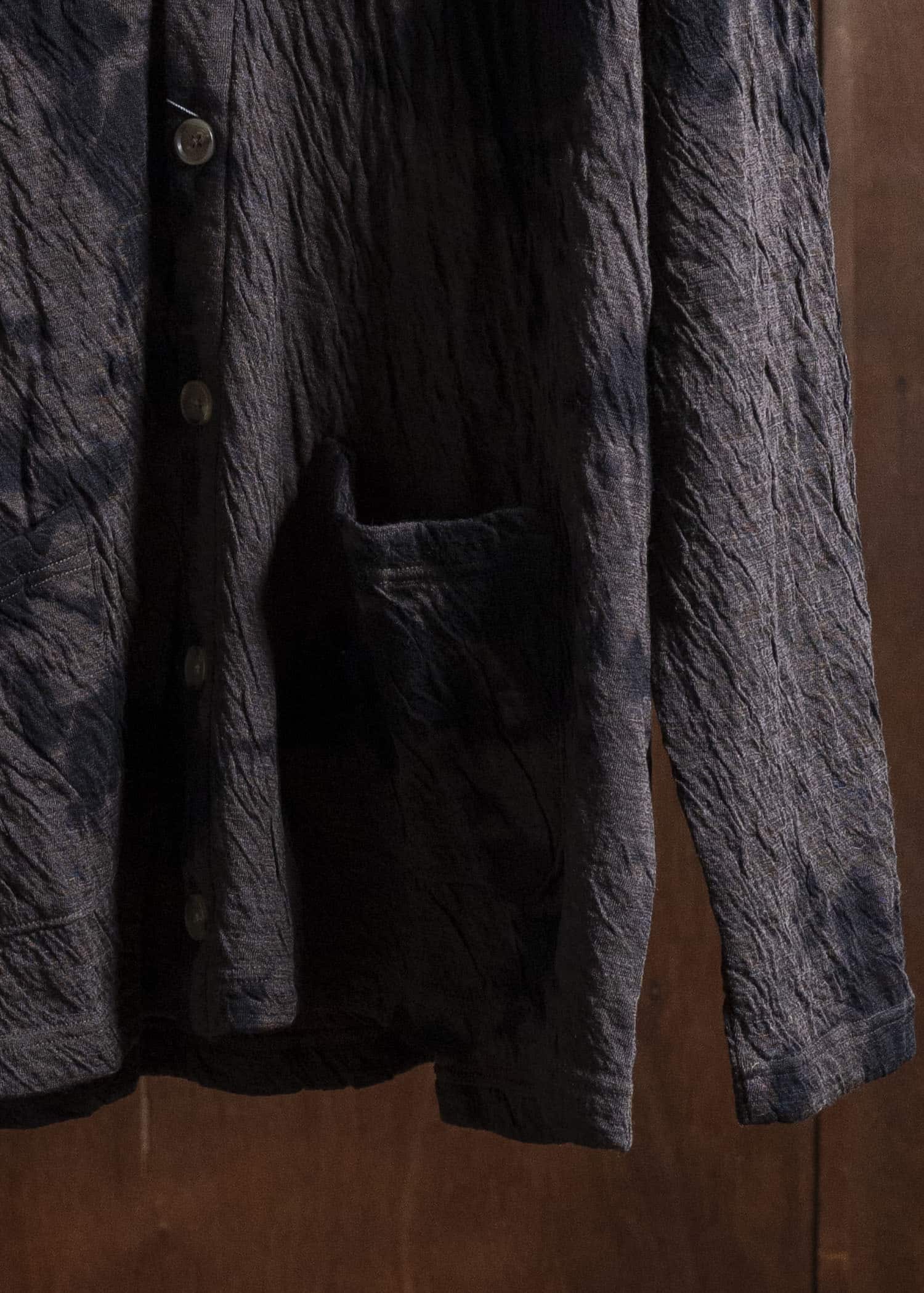 SUZUSAN 2076WC-010 Dual Layered Wool Cotton Jersey Cardigan 1069 Black-Raw Umber