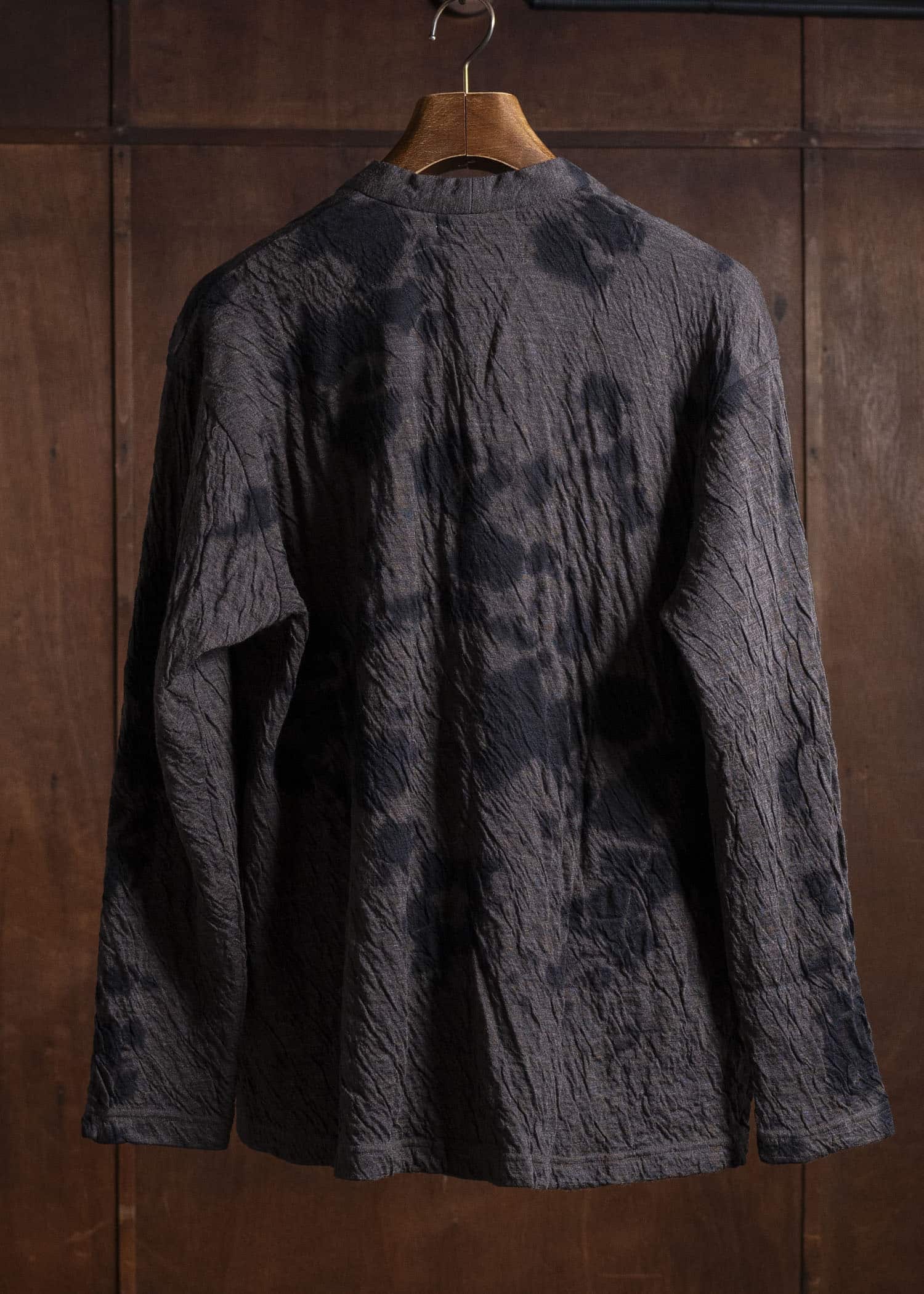 SUZUSAN 2076WC-010 Dual Layered Wool Cotton Jersey Cardigan 1069 Black-Raw Umber