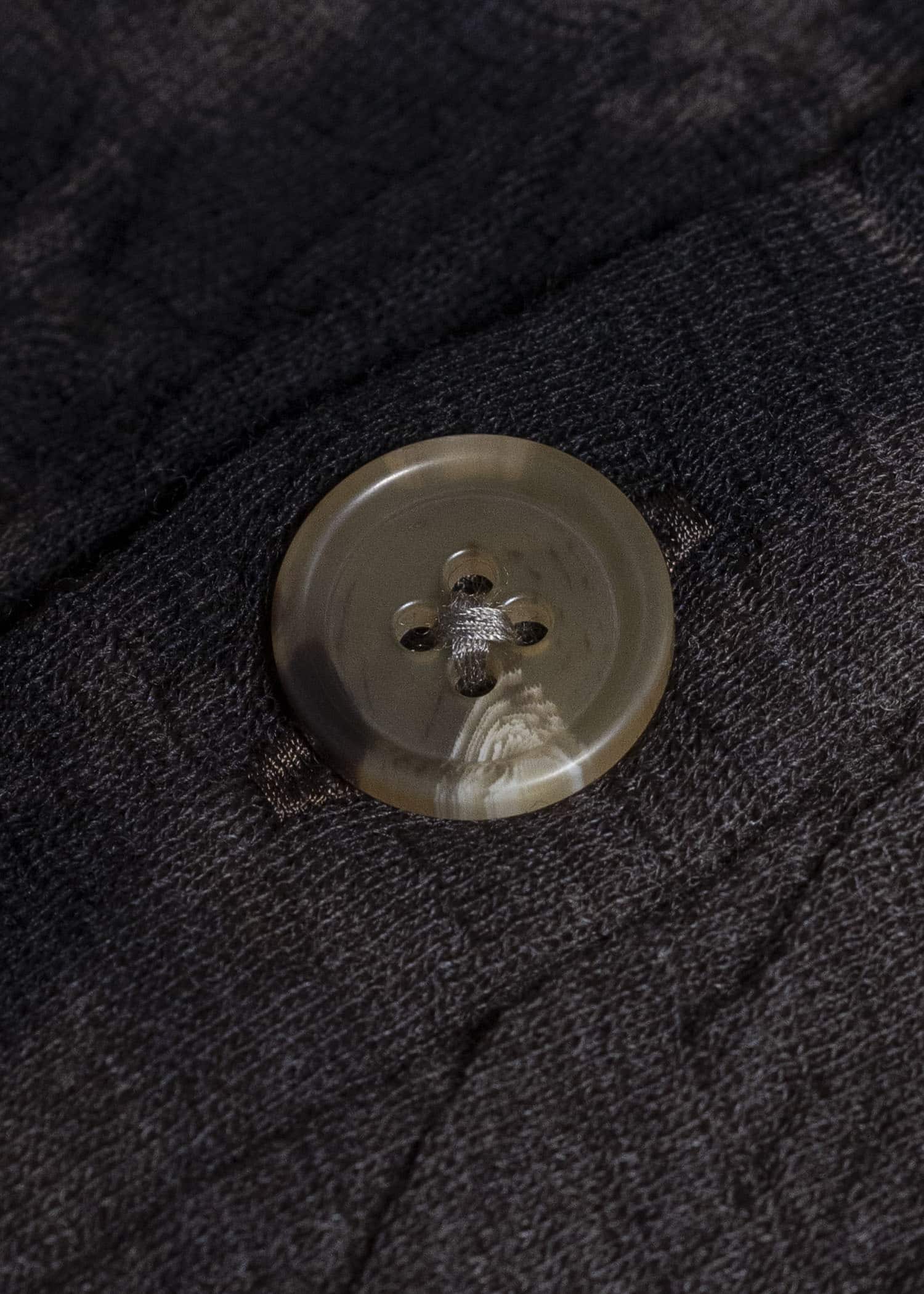 SUZUSAN 2076WC-010 Dual Layered Wool Cotton Jersey Cardigan 1069 Black-Raw Umber