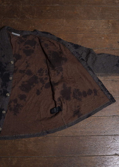 SUZUSAN 2076WC-010 Dual Layered Wool Cotton Jersey Cardigan 1069 Black-Raw Umber