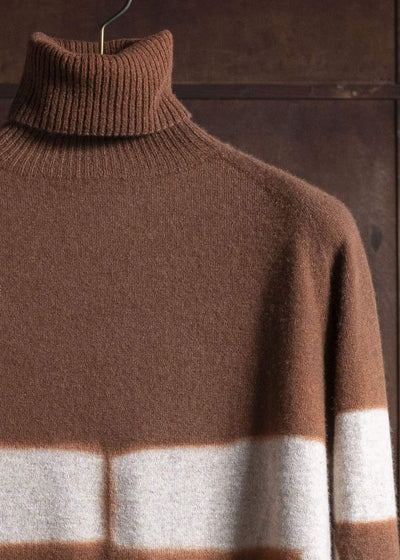 SUZUSAN 3084K-544 Cashmere SeamlessTurtleneck Raglan Pullover ,6003 Brown - Sand