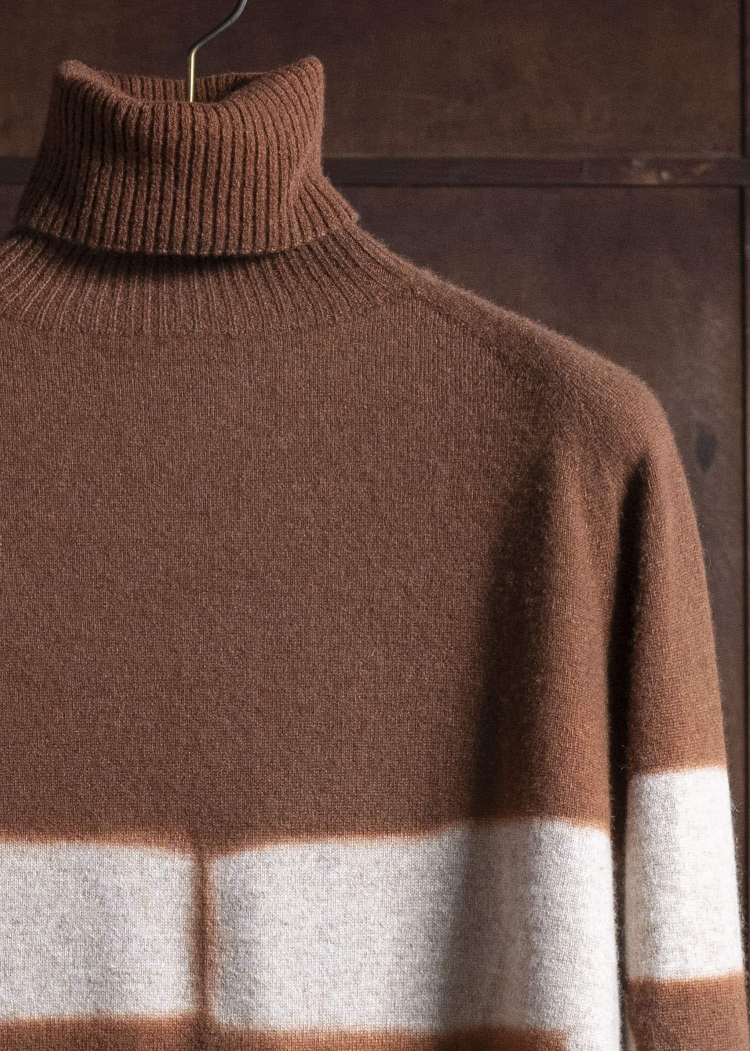 SUZUSAN 3084K-544 Cashmere SeamlessTurtleneck Raglan Pullover ,6003 Brown - Sand