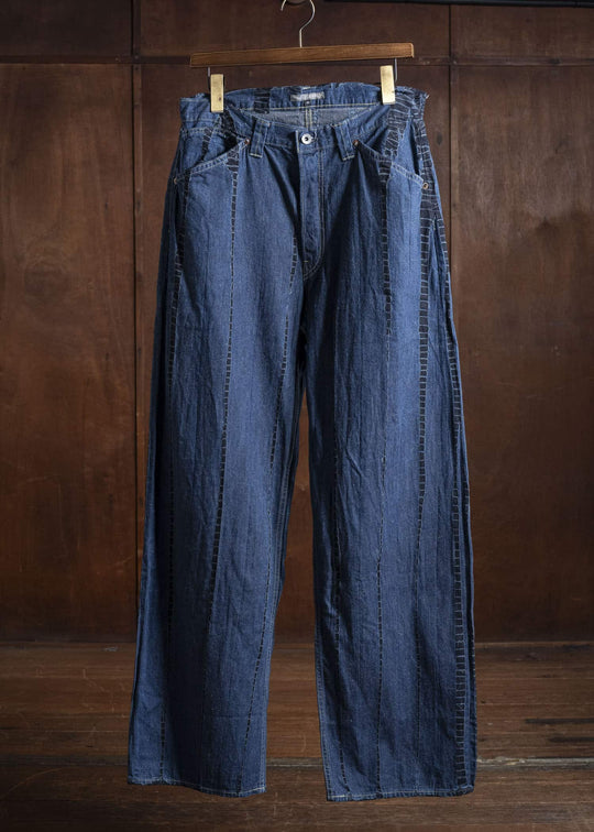 SUZUSAN 5047C-020 Cotton Denim Loose Fit Pants 1098 Black - Indigo