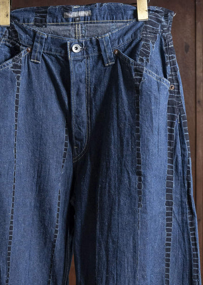 SUZUSAN 5047C-020 Cotton Denim Loose Fit Pants 1098 Black - Indigo