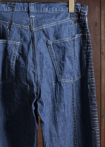 SUZUSAN 5047C-020 Cotton Denim Loose Fit Pants 1098 Black - Indigo