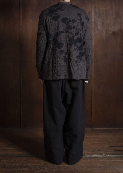 SUZUSAN 2076WC-010 Dual Layered Wool Cotton Jersey Cardigan 1069 Black-Raw Umber