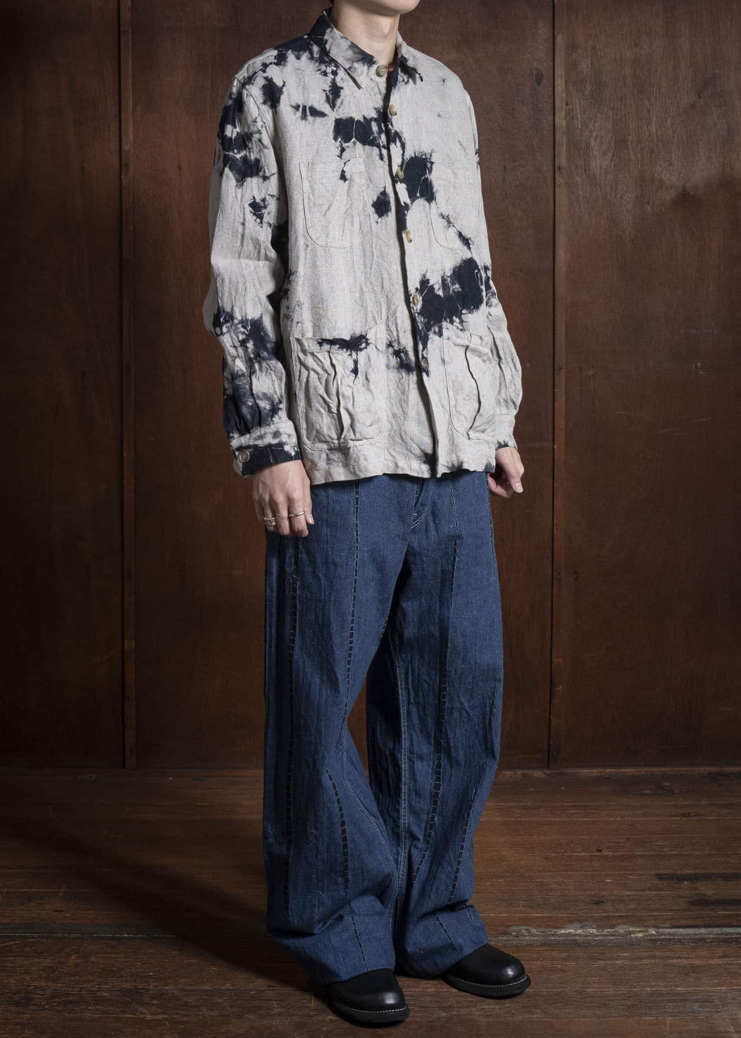 SUZUSAN 4069L-010 Linen Four Pockets Overshirt 1008 Black - Grége