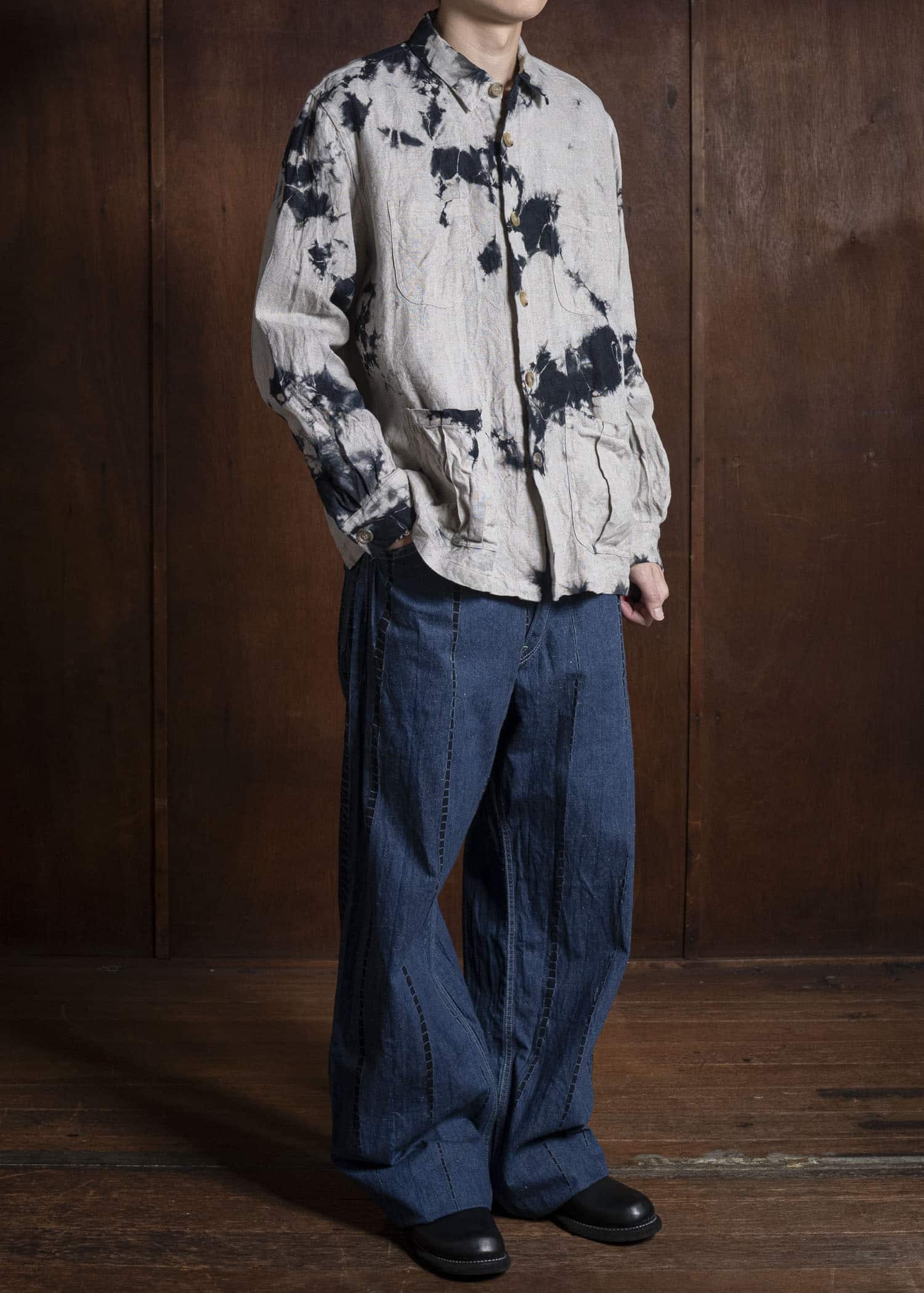 SUZUSAN 5047C-020 Cotton Denim Loose Fit Pants 1098 Black - Indigo