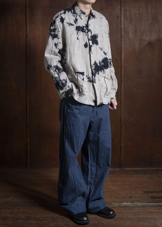 SUZUSAN 5047C-020 Cotton Denim Loose Fit Pants 1098 Black - Indigo