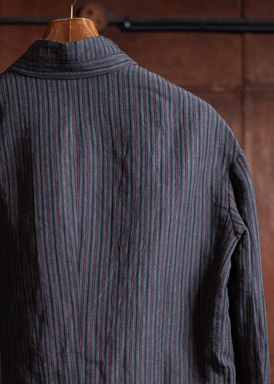 ZIGGY CHEN Stand Collar Stripe Blazer Dark Gray 0M2500904