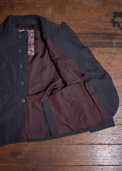 ZIGGY CHEN Stand Collar Stripe Blazer Dark Gray 0M2500904