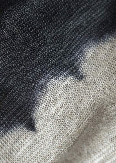 SUZUSAN 2057L-330 Linen Jersey Long Sleeve Crew Neck Pullover Boushi Somewake Shibori Black / Grége