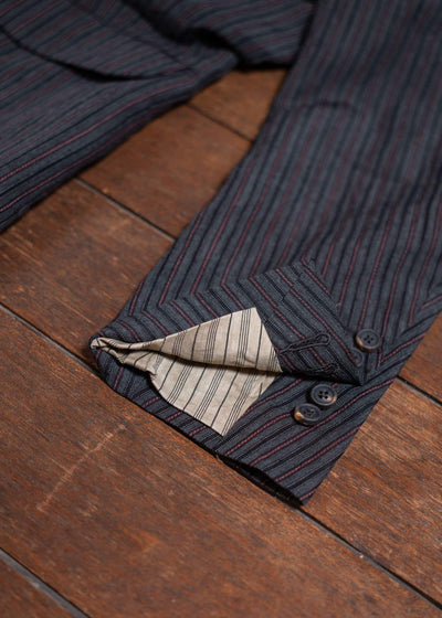 ZIGGY CHEN Stand Collar Stripe Blazer Dark Gray 0M2500904