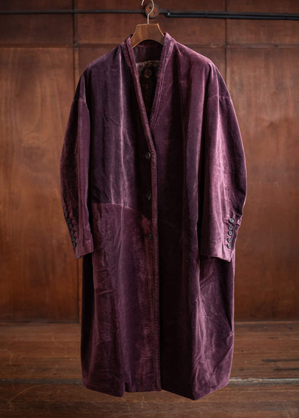 ZIGGY CHEN Shawl Collar Velvet Coat Burgundy 0W2501102