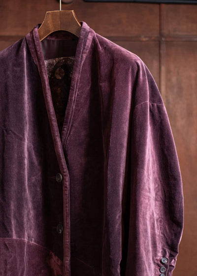 ZIGGY CHEN Shawl Collar Velvet Coat Burgundy 0W2501102