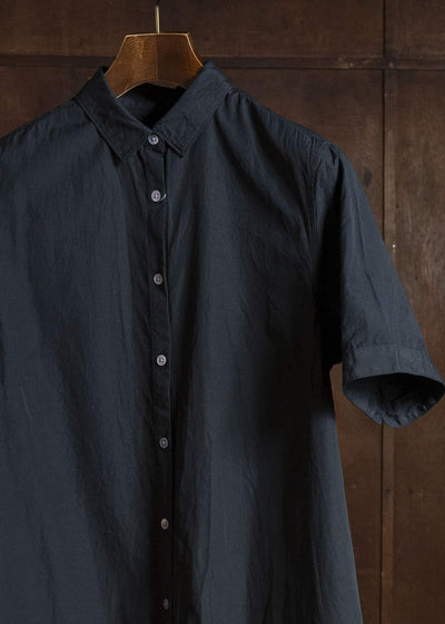 SUZUSAN 7060C-330 Cotton Pin Stripe Half Sleeve Dress Black - White