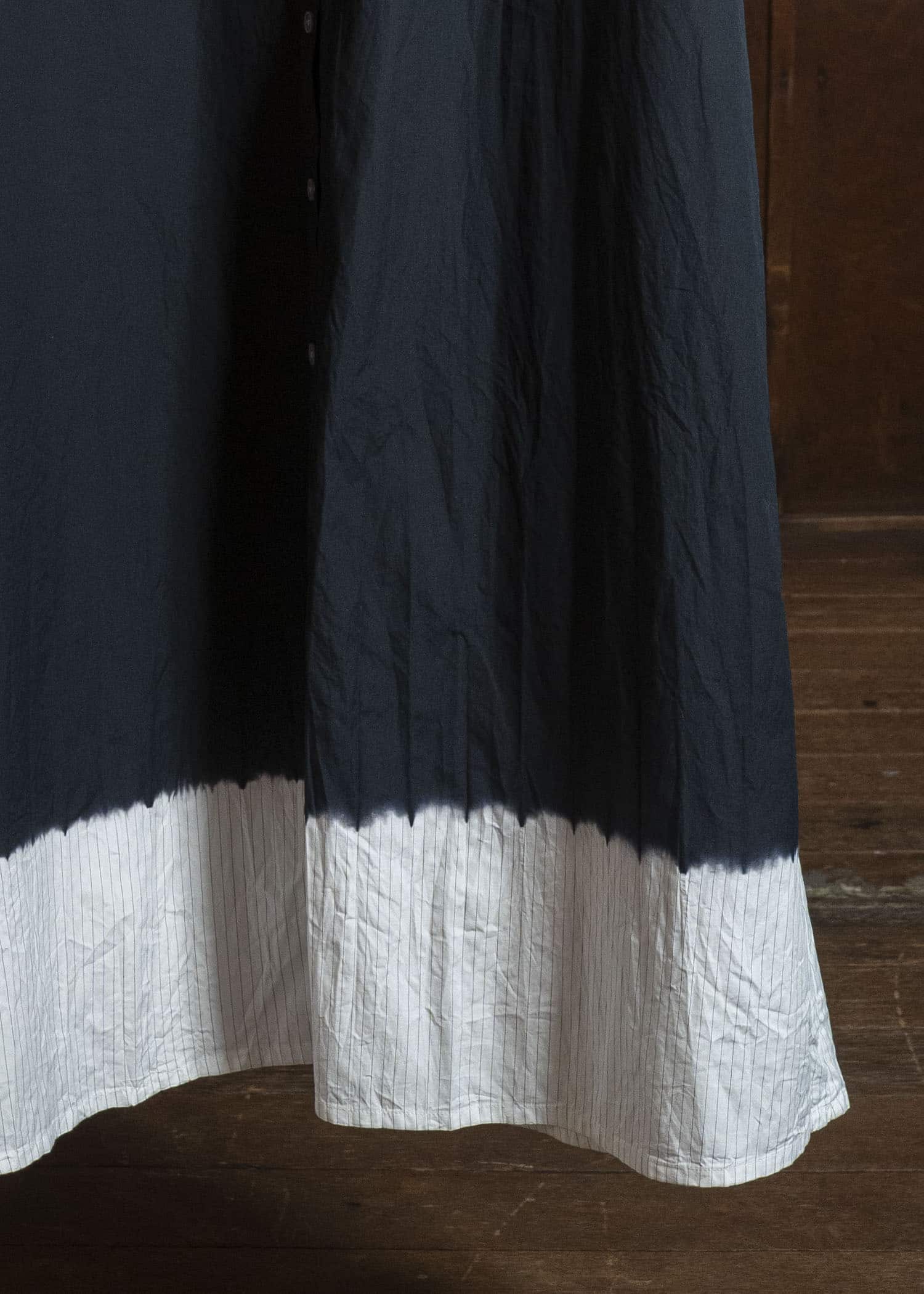 SUZUSAN 7060C-330 Cotton Pin Stripe Half Sleeve Dress Black - White