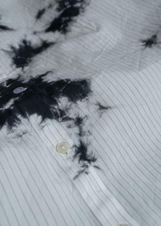 SUZUSAN 7060C-010 Cotton Pin Stripe Half Sleeve Dress Black - White