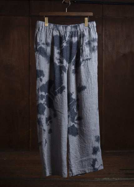 SUZUSAN 5046LW-010 Linen Wool Twill Drawstring Wide Pants 10 14 Black - Light Grey