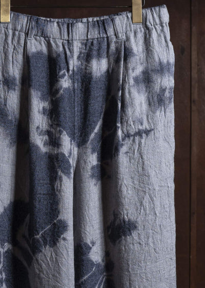 SUZUSAN 5046LW-010 Linen Wool Twill Drawstring Wide Pants 10 14 Black - Light Gray