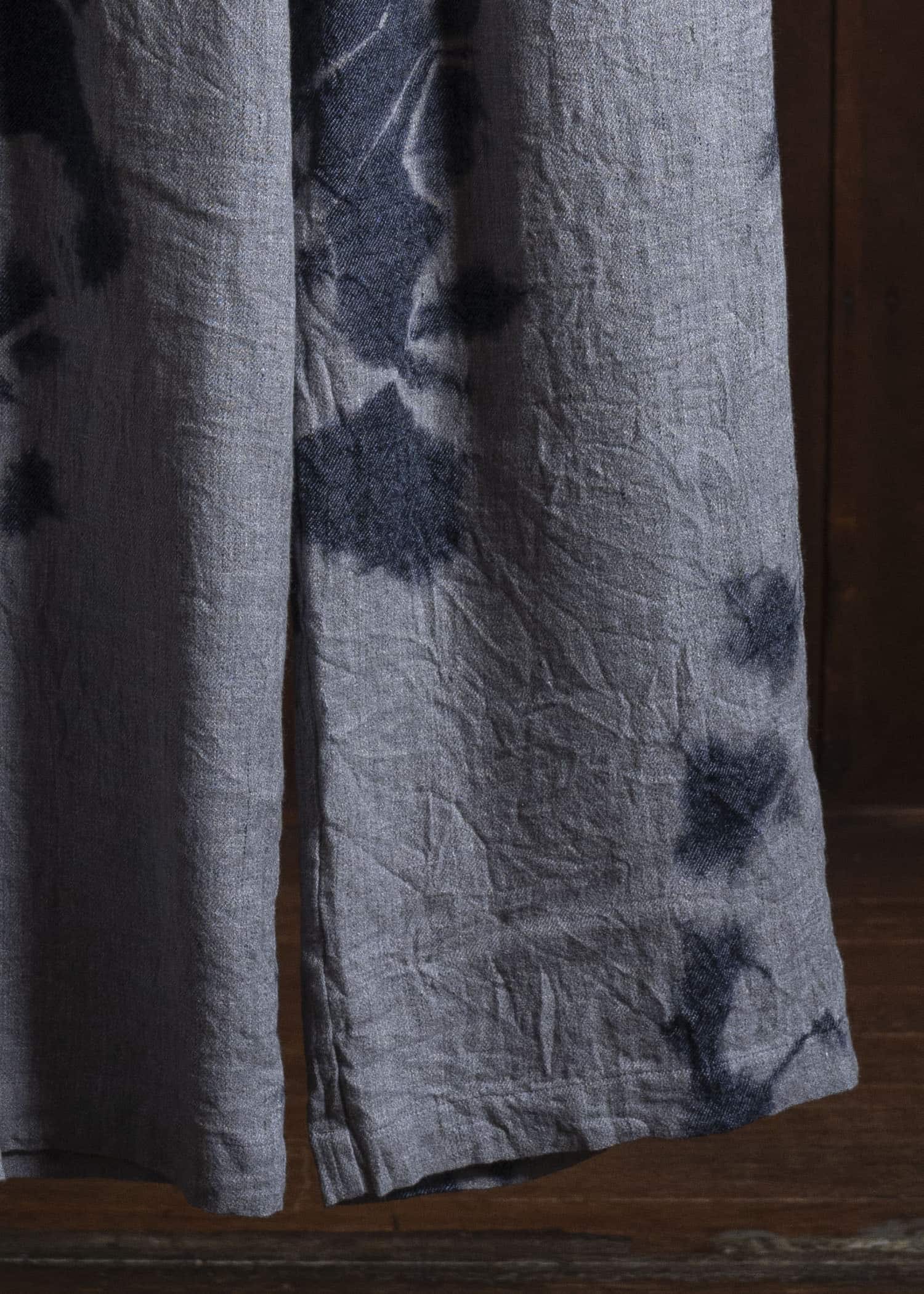 SUZUSAN 5046LW-010 Linen Wool Twill Drawstring Wide Pants 10 14 Black - Light Grey