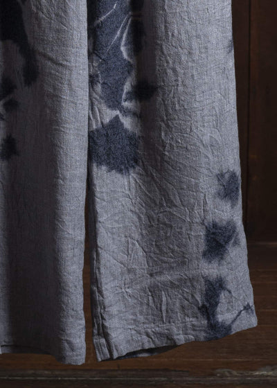 SUZUSAN 5046LW-010 Linen Wool Twill Drawstring Wide Pants 10 14 Black - Light Gray