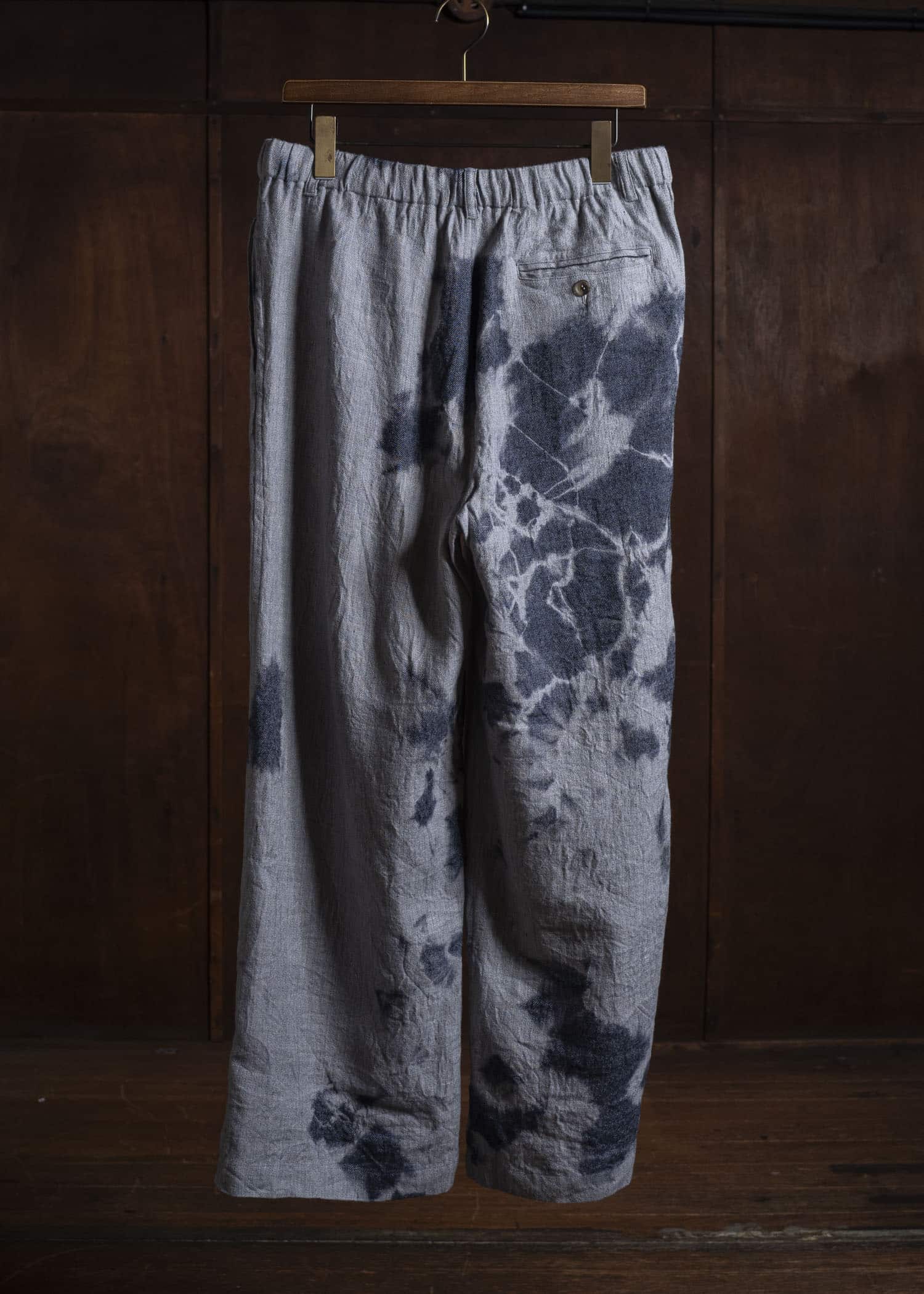 SUZUSAN 5046LW-010 Linen Wool Twill Drawstring Wide Pants 10 14 Black - Light Grey