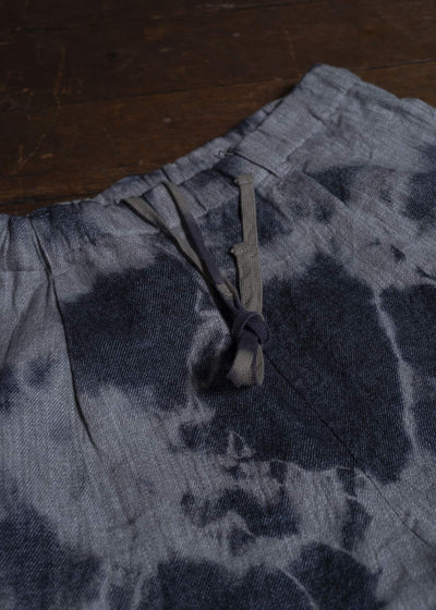 SUZUSAN 5046LW-010 Linen Wool Twill Drawstring Wide Pants 10 14 Black - Light Gray