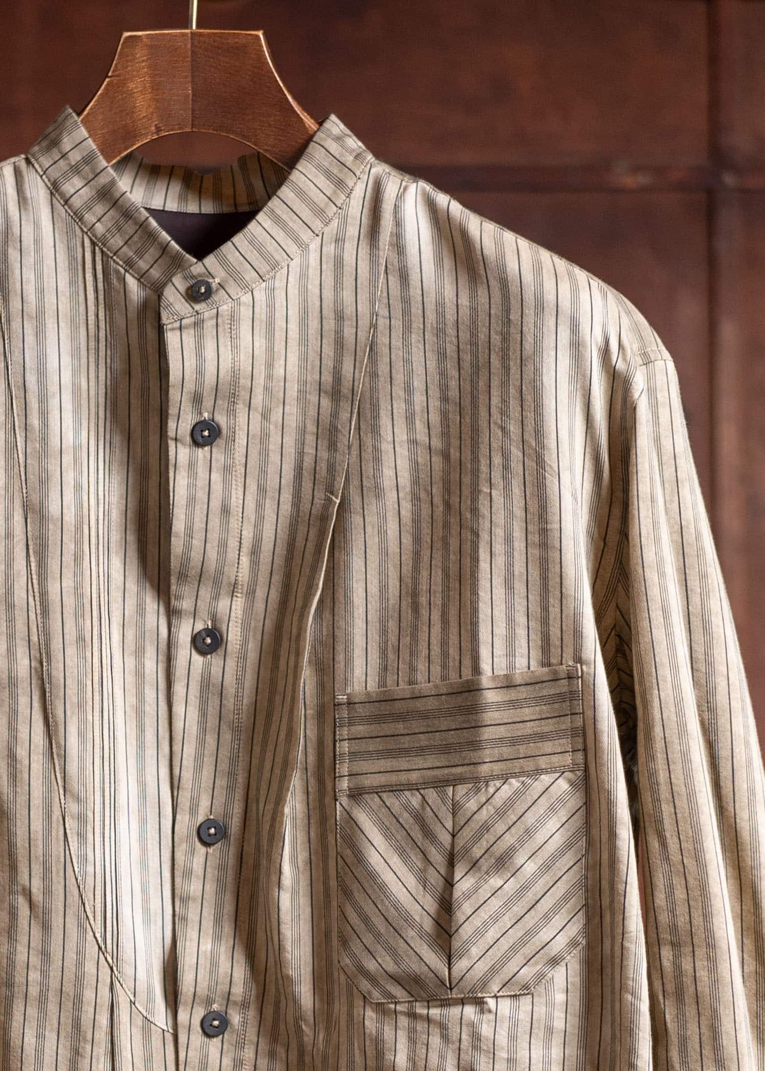 ZIGGY CHEN Classic Stripe Pleated Shirt Dirty White 0M2500701