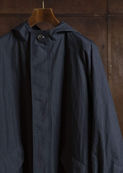 SUZUSAN 8042CN-330 Cotton Nylon Hooded Long Coat Black - Light Grey