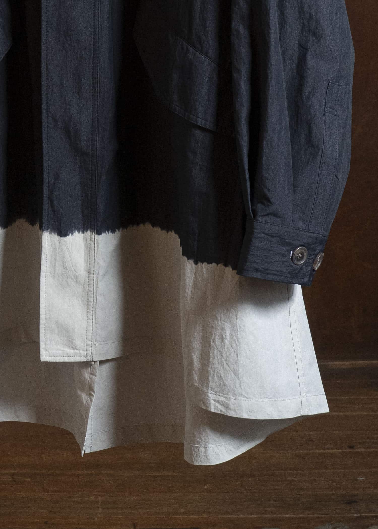 SUZUSAN 8042CN-330 Cotton Nylon Hooded Long Coat Black - Light Grey