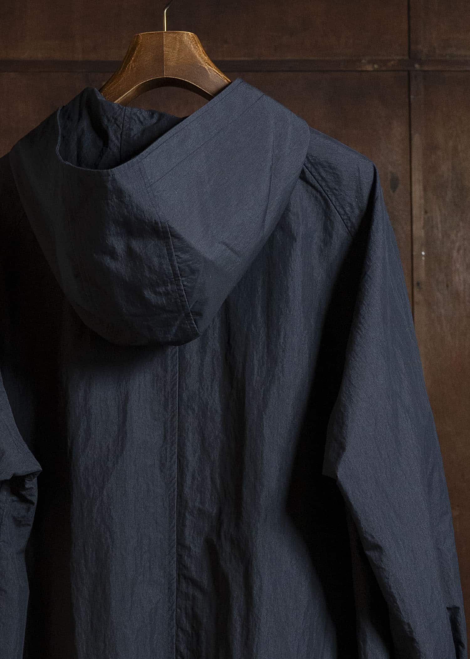 SUZUSAN 8042CN-330 Cotton Nylon Hooded Long Coat Black - Light Grey